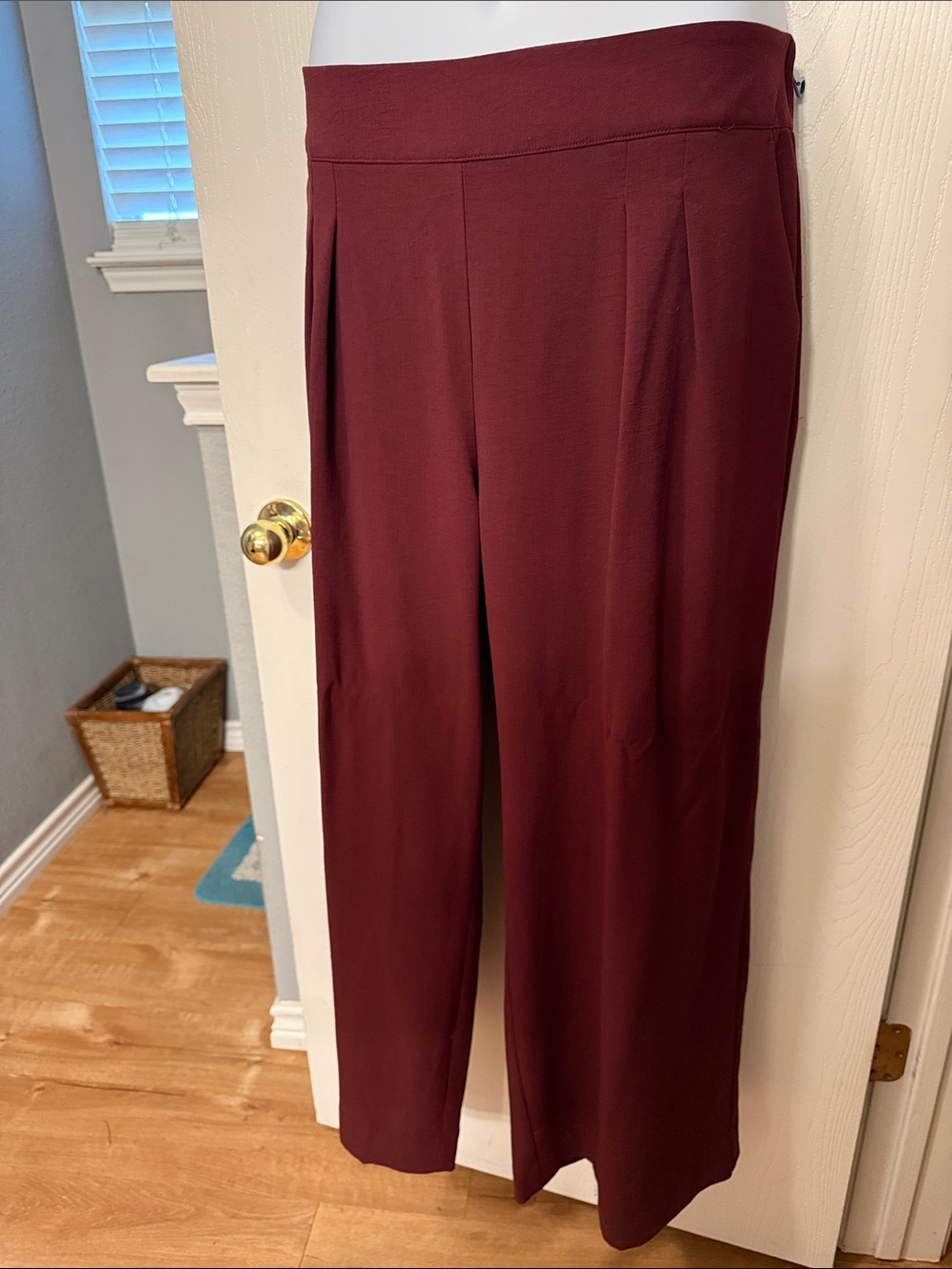 Nine West Burgundy Wide-Leg Pull-On Pants